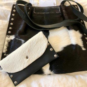 NWT Handmade Tejada Leather Calf Hair Shoulder Bag